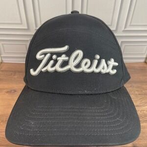 Titleist Back 9 Split‎ Panel Adjustable Stretch Hat Black Golf Outdoors Sports